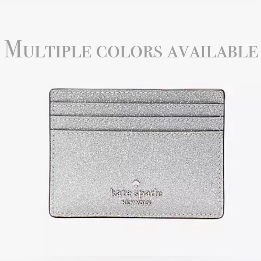 Kate Spade ♠️ new silver glitter mall slim card holder.